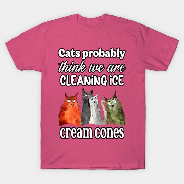 Cats and Ice Cream T-Shirt by PunnyTeaShirts